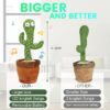 USB Charging Dancing Talking Cactus Toy Wiggle & Singing Recording Repeat What You Say Funny Education Toys for Babies with LED Light for Home Decor,Multicolor