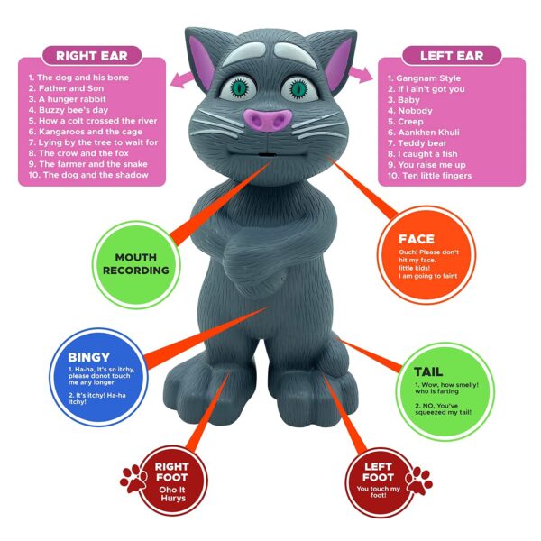 Talking Tom Cat Toy for Toddlers, Repeating and Singing Functions for Endless Fun, Educational Learning Tool for Language and Social Skills, Safe and Durable - Image 4
